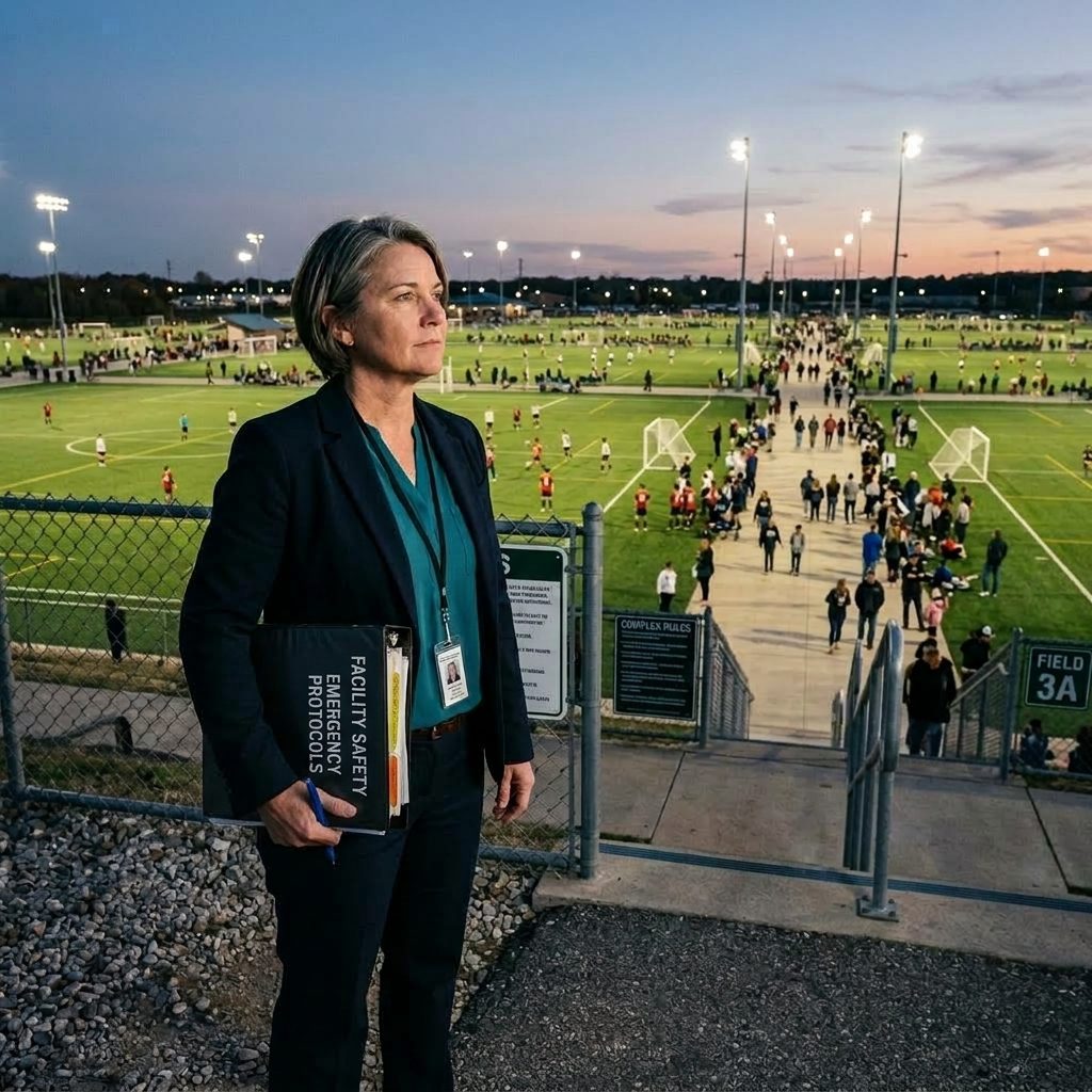 Part 4: Managing Safety at Scale: Athletic director overlooking multi-field complex